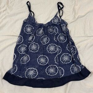 Velvet Floral Tank Top • Navy • Size Small • EUC